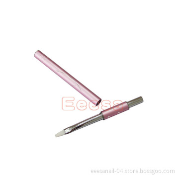Synthetic Hair White Nylon Metal Handle Gel Nail Brush #6 Flat
